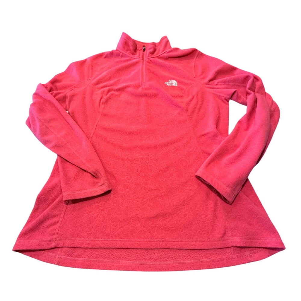 The North Face Pink Damask Fleece Quarter Zip Pullover Womens XL 0462
